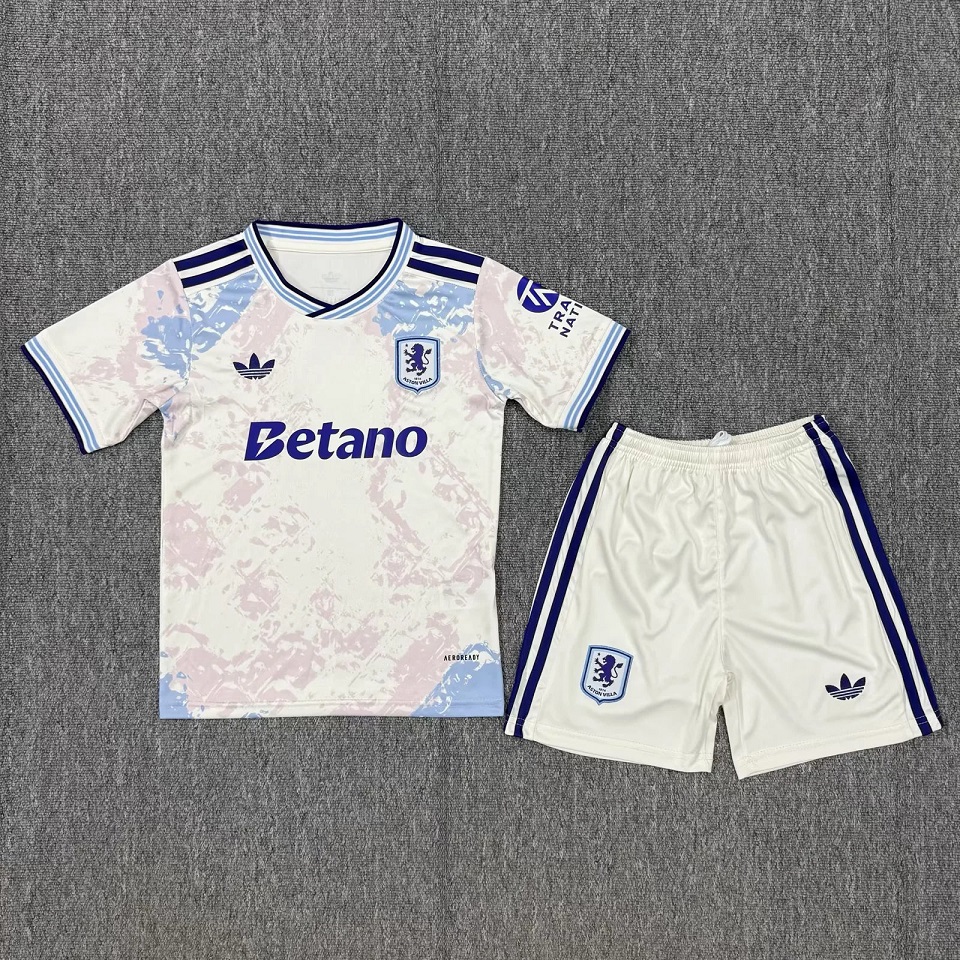 Kids-Aston Villa 25/26 Third White Soccer Jersey